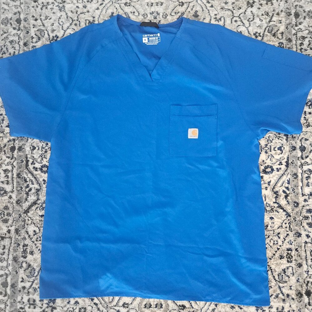 Carhartt Modern Fit Scrub Top Blue Mens XL Unisex Workwear Medical